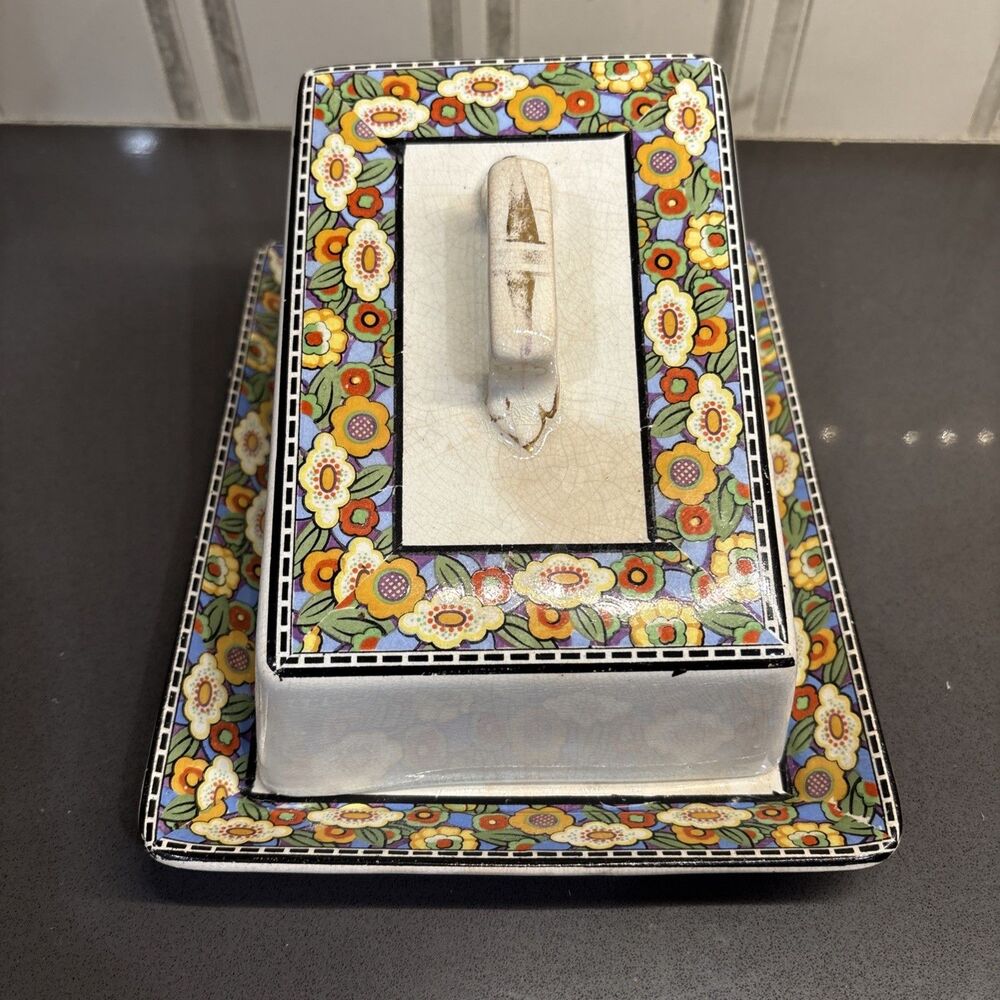 VTG Royal Winton/Grimwade H-S Johnson Ivory Butter Tray - Lid England Flowers **